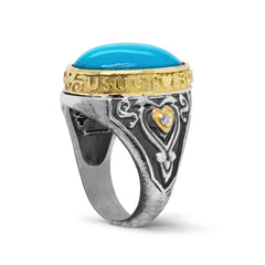 AGED SILVER 18K GOLD SLEEPING BEAUTY TURQUOISE RING