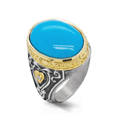 AGED SILVER 18K GOLD SLEEPING BEAUTY TURQUOISE RING