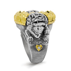BUDDHA AGED SILVER 18K GOLD MENS RING