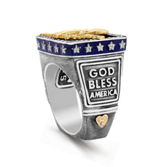GOD BLESS AMERICA BALD EAGLE MENS RING