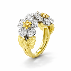 ENCHANTED GARDEN THREE FLOWER CANARY YELLOW DIAMONDS RING