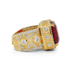 RUBELLITE AND DIAMONDS 18K GOLD RING