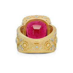 RUBELLITE AND DIAMONDS 18K GOLD RING