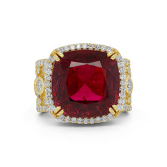 RUBELLITE AND DIAMONDS 18K GOLD RING