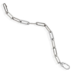 18K WHITE GOLD AND DIAMOND PAPER CLIP BRACELET