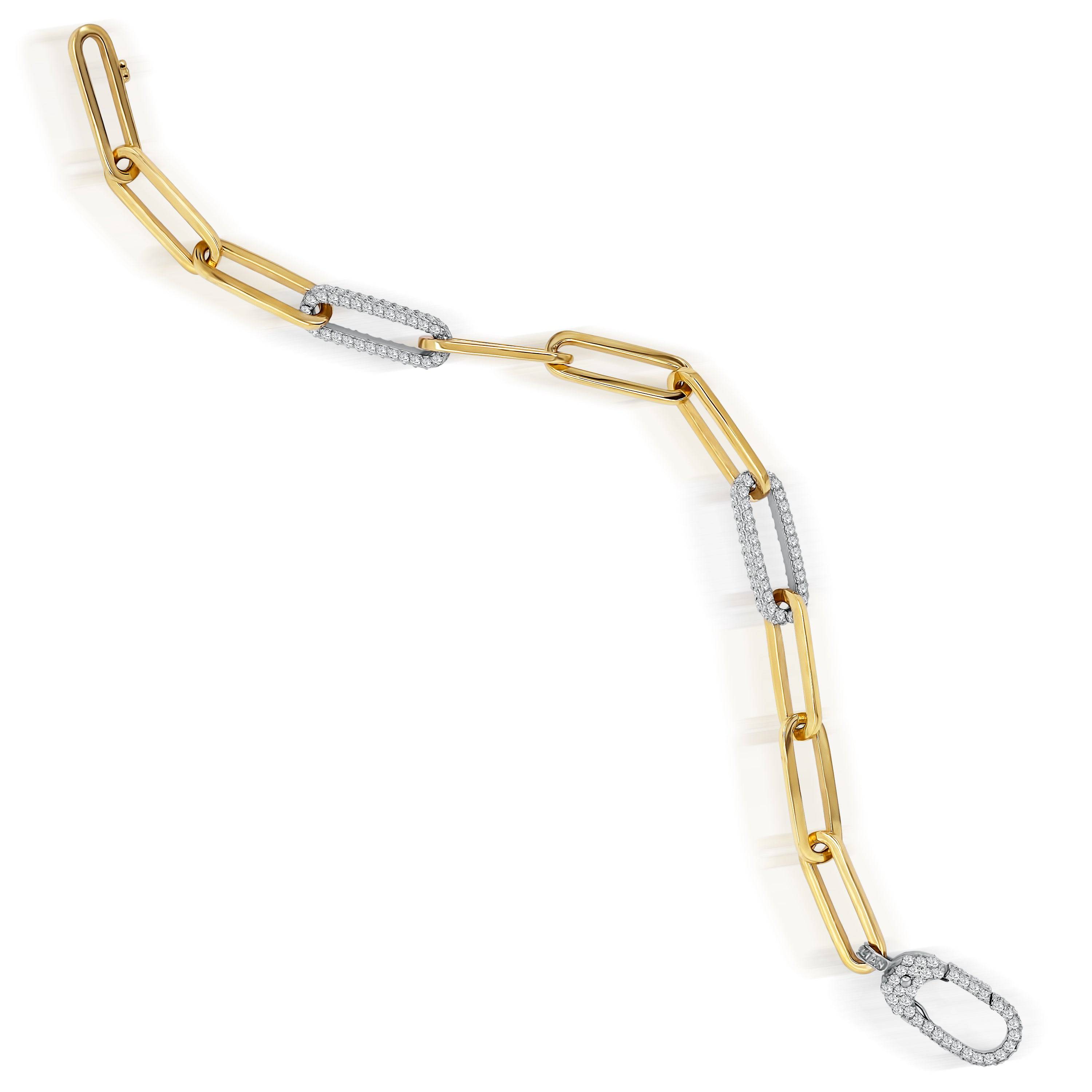 18K TWO-TONE GOLD AND DIAMOND PAPER CLIP BRACELET - Stambolian | House of Jewels