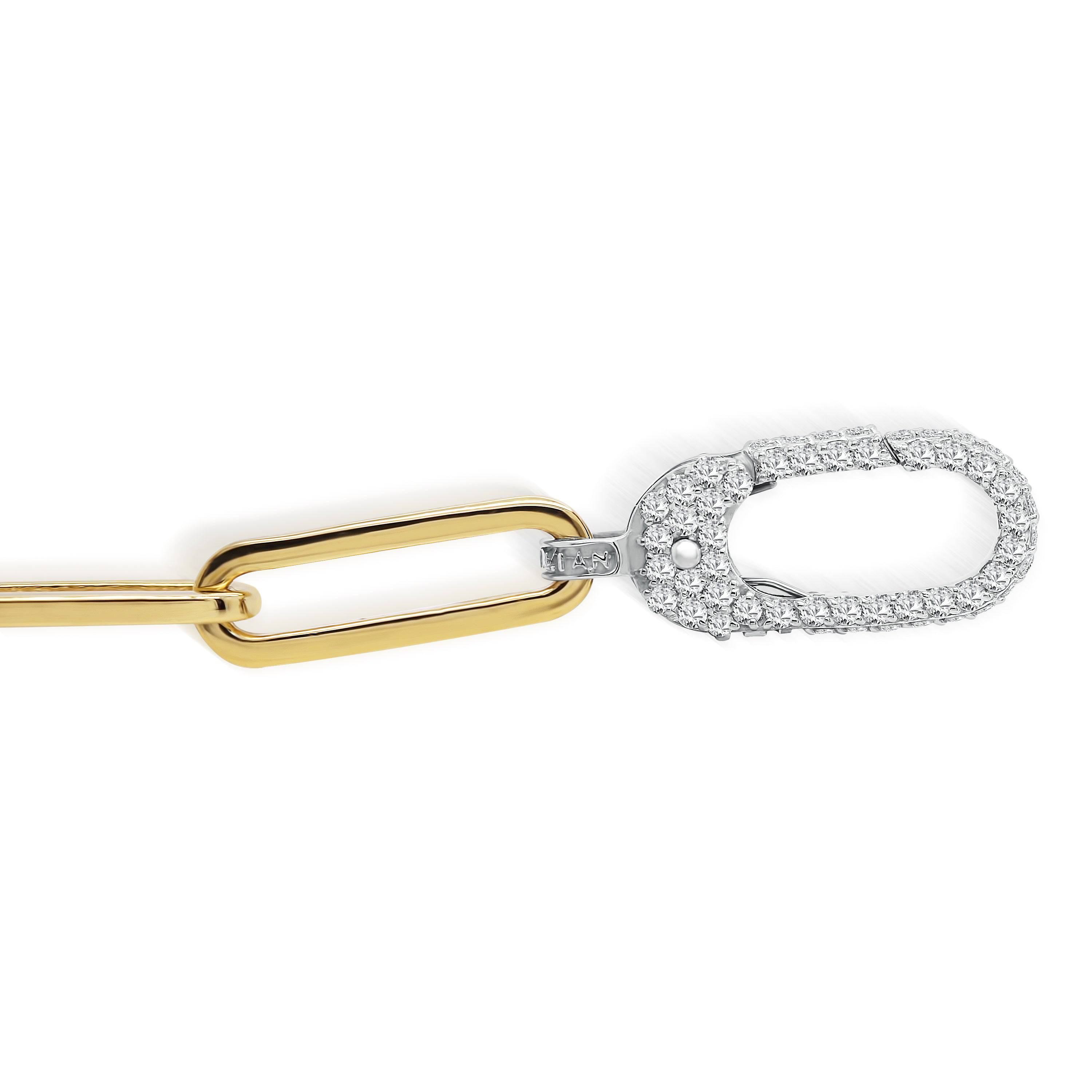 18K TWO-TONE GOLD AND DIAMOND PAPER CLIP BRACELET - Stambolian | House of Jewels