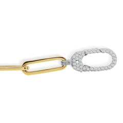 18K TWO-TONE GOLD AND DIAMOND PAPER CLIP BRACELET