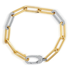 18K TWO-TONE GOLD AND DIAMOND PAPER CLIP BRACELET