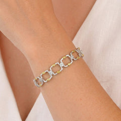 ENCHANTED GARDEN 18K TWO-TONE GOLD DIAMOND SQUARE LINK BRACELET