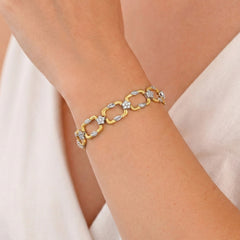 ENCHANTED GARDEN 18K TWO-TONE GOLD DIAMOND SQUARE LINK BRACELET