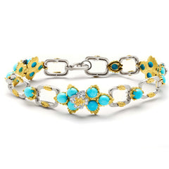 ENCHANTED GARDEN TURQUOISE DIAMOND SQUARE LINK BRACELET