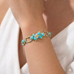 ENCHANTED GARDEN TURQUOISE DIAMOND SQUARE LINK BRACELET