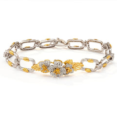 Enchanted Garden Yellow Diamond Floral Link Bracelet