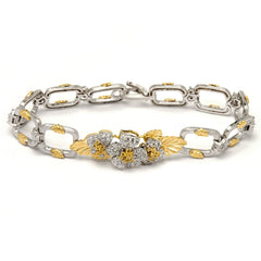 ENCHANTED GARDEN YELLOW DIAMOND FLORAL SQUARE LINK BRACELET