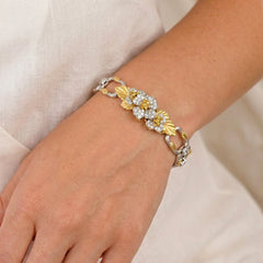 ENCHANTED GARDEN YELLOW DIAMOND FLORAL SQUARE LINK BRACELET