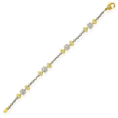 HAPPINESS 18K TWO-TONE GOLD DIAMOND HEARTS & FLOWERS BRACELET