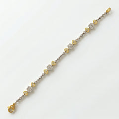 Happiness Two Tone Diamond Hearts and Flowers Bracelet