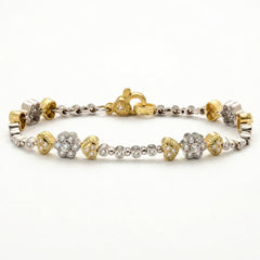 Happiness Two Tone Diamond Hearts and Flowers Bracelet