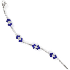 18K WHITE GOLD PRINCESS CUT BLUE SAPPHIRES DIAMONDS BRACELET