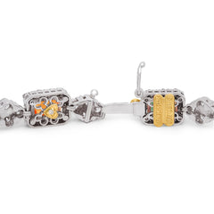 18K WHITE GOLD AND DIAMOND BRACELET WITH MULTI-COLOR SAPPHIRES