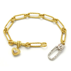 HAPPINESS 18K TWO-TONE GOLD AND DIAMOND CLASP LINK BRACELET