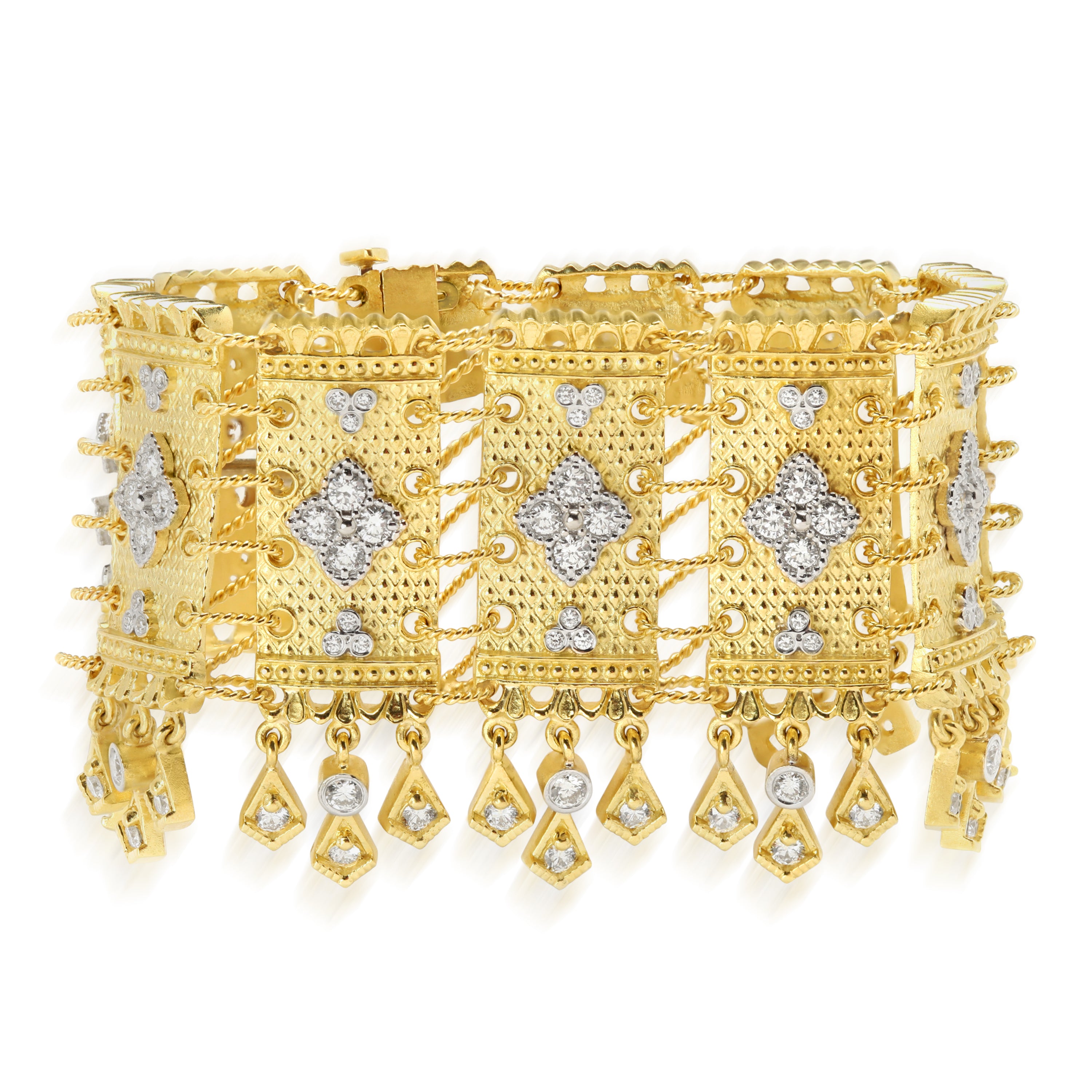 KARIZMA HAND WOVEN 18K GOLD DIAMOND DANGLING BRACELET - Stambolian | House of Jewels