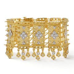 Karizma Hand Woven Gold Diamond Dangle Bracelet