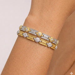 18K YELLOW WHITE GOLD BEZEL DIAMOND BRACELET