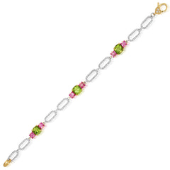 HAPPINESS PERIDOT PINK SAPPHIRE DIAMOND LINK BRACELET