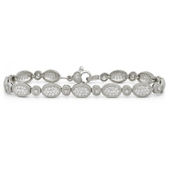 18K WHITE GOLD AND DIAMOND OVAL LINK BRACELET