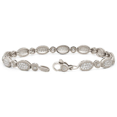 18K WHITE GOLD AND DIAMOND OVAL LINK BRACELET