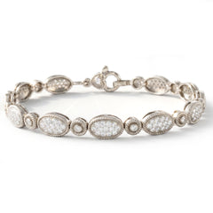 18K White Gold Diamond Oval Link Bracelet
