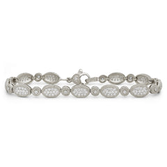 18K WHITE GOLD AND DIAMOND OVAL LINK BRACELET