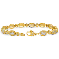 18K YELLOW GOLD AND DIAMOND OVAL LINK BRACELET