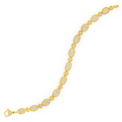 18K YELLOW GOLD AND DIAMOND OVAL LINK BRACELET