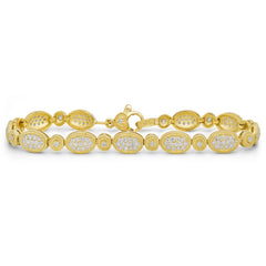 18K YELLOW GOLD AND DIAMOND OVAL LINK BRACELET