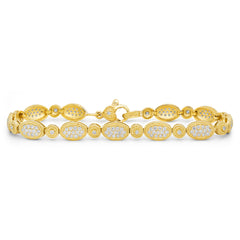 18K YELLOW GOLD AND DIAMOND OVAL LINK BRACELET