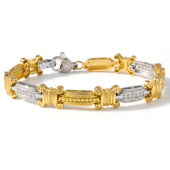 18K Two Tone Gold Diamond Link Bracelet
