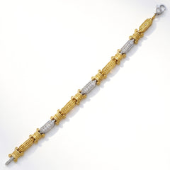 18K Two Tone Gold Diamond Link Bracelet