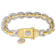 LOVE LINK 18K TWO-TONE GOLD DIAMOND LINKS HEART BRACELET - Stambolian | House of Jewels