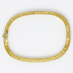 Love Peace Happiness Yellow Gold Diamond Bangle