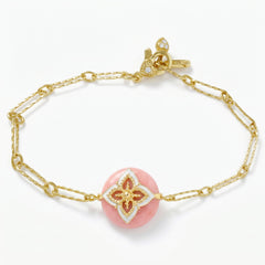 Candy 18K Gold Link Bracelet with Pink Opal