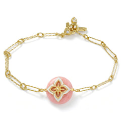 Candy 18K Gold Link Bracelet with Pink Opal