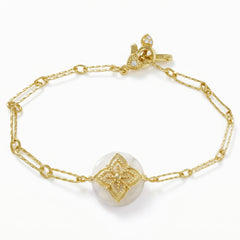 Candy 18K Gold Link Bracelet with Coin Pearl