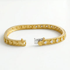 Happiness Bezel Set Diamond Gold Bangle