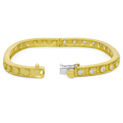 HAPPINESS 18K GOLD AND BEZEL SET DIAMONDS BANGLE BRACELET