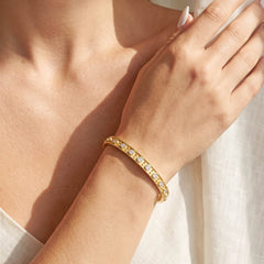 Happiness Bezel Set Diamond Gold Bangle