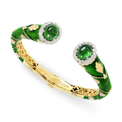 COLORS OF LIFE GREEN ENAMEL TSAVORITES DIAMONDS BRACELET