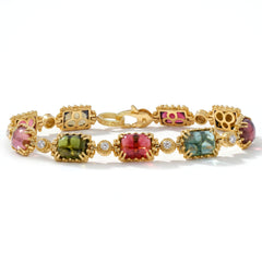 Happiness Cushion Tourmaline Diamond Link Bracelet